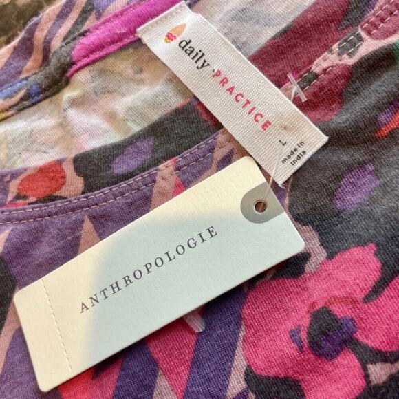 ANTHROPOLOGIE MINI DRESS RUCHED PURPLE /PINK SZ L ECLECTIC COTTAGECORE NEW - Picture 6 of 16